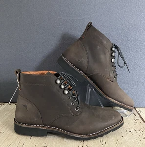 Tommy Bahama Mens Size 8 Brown Leather Garrick Lace Up Boots 4636 Elephant - Picture 1 of 15