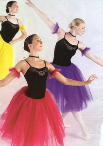 NWT Black Velvet Rhinestone Ballet Costume Organdy Romantic Length Ch/Adult Asst - Picture 1 of 7