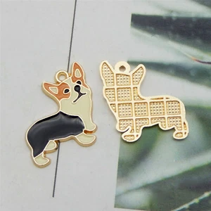 12PCS Colorful Black Back Pet Corgi Dog Puppy Pendant Charms DIY Making Findings - Picture 1 of 5