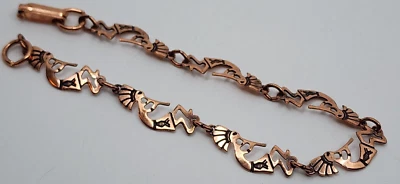 Solid Copper Native American Navajo Kokopelli Bracelet 8mm 8" - Image 1 of 4