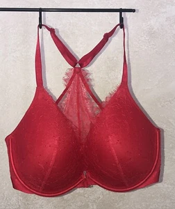 Victoria's Secret Very Sexy Plunge Lightly Lined Plunge RED Lace 34DD 34 DD - Picture 1 of 17