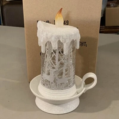 NEW! Christmas Battery Operating Deer Swirl Glitter Flickering Light Candle - Image 1 of 4