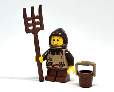 Минифигурка с капюшоном LEGO Peasant Child темно-коричневый замок королевства 10223 - Изображение 1 из 3