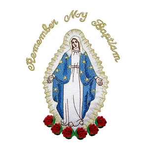 Virgin Mary Santa Maria Metallic Embroidered Applique Patch Baptism Christening - Picture 1 of 24