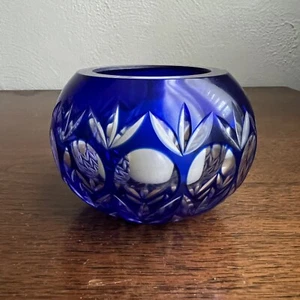 Crystal Legends by Godinger Cobalt Blue Bowl Lead Crystal 2.5" tall by 4" wide - Picture 1 of 4