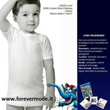 6 Maglie bambino Fragi manica corta girocollo in fresco cotone pettinato art Joy