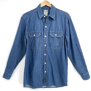 Dickies Button Up Denim Shirt Men's Size Medium Blue Long Sleeve Pockets Cotton - Picture 1 of 7