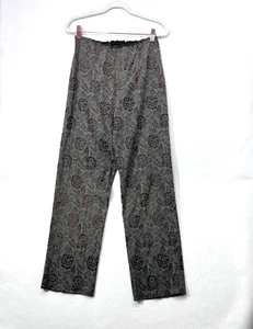 Pantalones Babette Mujer S Gris Floral Jacquard Satinado Oscuro Romántico Gótico Elástico - Imagen 1 de 12