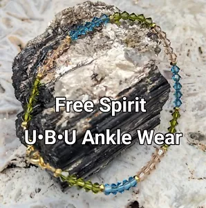 UBU Ankle Bracelet "Free Spirit" Swarovski Crystals Gold Filled Beads - Picture 1 of 2
