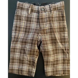 Janie and Jack Baby Plaid Club Pant Boys 3-6m Brown Wool Blend Resort Chino - Picture 1 of 9