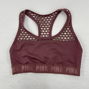 Victorias Secret PINK Ultimate Mesh Detailed Unlined Sports Bra Maroon Sz Small - Picture 1 of 5