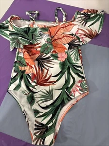 IFFEI Girl's Floral Print One Piece Bathing Swim Suit 6-7 NWT - Picture 1 of 9