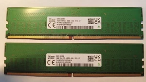 SK hynix-two pieces 16GB DDR5 UDIMM 1Rx8 PC5-4800B-UA0-1010-XT HMCG78AEBUA084N - Afbeelding 1 van 4