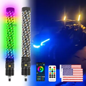 Antena de persecución en espiral de luces látigo LED RGB de 2 pies para Kawasaki TERYX KRX4 1000 - Imagen 1 de 19