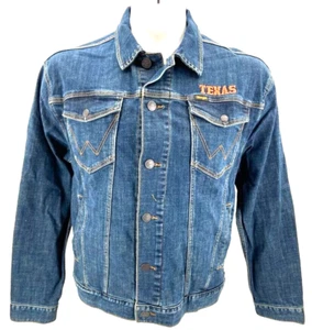 NEW Texas Longhorns Wrangler Retro Full Button Blue Denim Jean Jacket Men's L - Picture 1 of 8