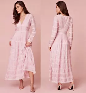 LoveShackFancy Ellitia Victorian Lace Buttoned Maxi Dress in Light Lilac 2 $695 - Picture 1 of 20