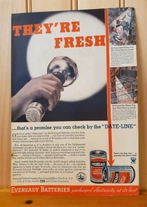 Vintage 1930's Eveready Battery Magazine Ad "They're Fresh" w/"DATE-LINE" - Picture 1 of 2