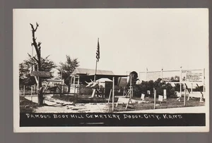 Dodge City KANSAS RPPC c1950 BOOT HILL CEMETERY Wild West TOURISTM Tourist Card - Picture 1 of 2