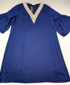 Vestido Hotouch Línea A Mujer Grande Azul Marino Crochet Cuello en V Manga Campana Clásico - Imagen 1 de 15