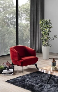 Whiteline Modern Living, Red Mersin Accent Chair, Velvet Fabric - Picture 1 of 5