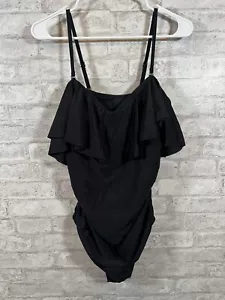 NWT Smismivo Black Ruffle Top One Piece Bathing Suit Size XL - Picture 1 of 7