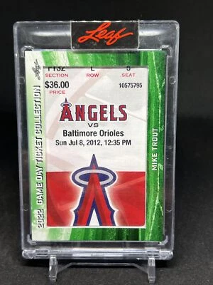 Mike Trout 2022 Leaf Game Day Ticket LA Angels July 8, 2012 vs Orioles 2nd Year! - Image 1 of 4