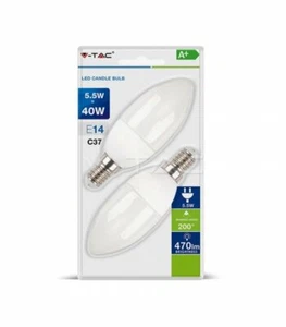 Conf. 2 Ampoules Led 5.5W Bougie En Plastique V-TAC Douille E14 VT-2106 - Imagen 1 de 1