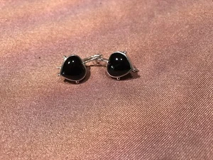 NUEVO Pendientes Plata 925 2 Pares Malaquita Perforada - Ónix Pulido Forma Corazón - Imagen 1 de 10