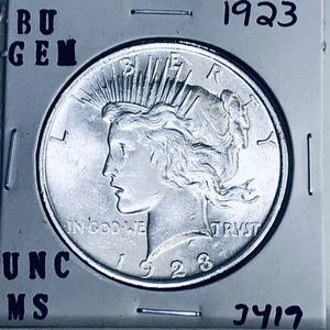 1923 P BU GEM PEACE SILVER DOLLAR UNC MS+++ U.S. MINT RARE COIN 3419 - Picture 1 of 3