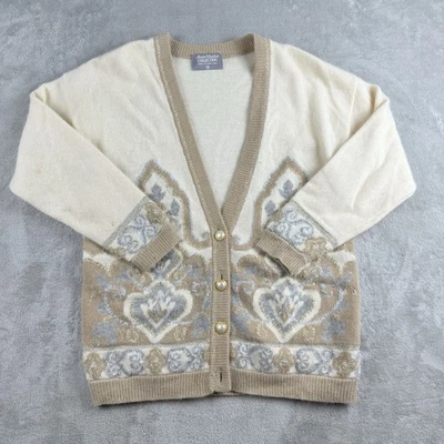 Vintage Marisa Christina Cardigan Medium Cream Metallic Lambwool Angora 90s - Image 1 of 4