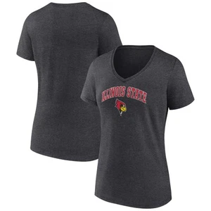 Women's Charcoal Illinois State Redbirds Campus V-Neck T-Shirt - Picture 1 of 3