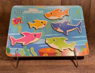Pinkfong Baby Shark Family Wooden Song & 5-Piece Puzzle- Tested & WORKS!!😍🦈 - Image 1 of 4
