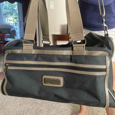 Vintage Samsonite Large Dark Green Canvas Travel Duffel Bag 22x12x10 in - Image 1 of 4