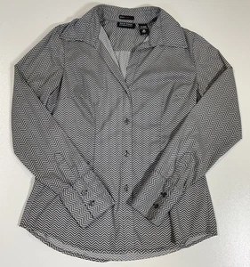 Vintage New York & Co Geometric Button Up Sz M City Stretch Officecore Mom Y2K - Picture 1 of 7
