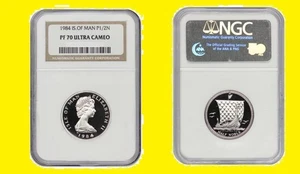 1984 PLATINUM ISLE OF MAN NOBLE 2,000 MINTED NGC proof 70 - Picture 1 of 5