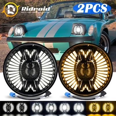 2x Combo de faros LED redondos de 7 pulgadas más nuevos Turn&DRL para Porsche 944 1983-1991 Foto 1 de 4