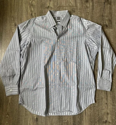 Camisa de vestir gris a rayas con cuello extendido Ike Behar talla 17,5-34/35 Foto 1 de 4