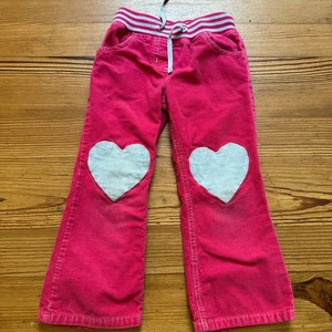 Mini Boden pink gray heart knee corduroy elastic waist flare pants SIZE 4 - Picture 1 of 4