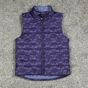 Kerrits Youth Girl Large Horse Crazy Print Quilted Equestrian Puffer Vest Purple - Picture 1 of 10