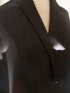 4yds MIDNIGHT SOFT RED BLUE PINSTRIPE SUPER 150 WOOL DESIGNER MENS SUIT FABRIC - Picture 1 of 1