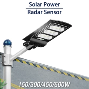 Waterproof LED Solar Powered Street Lights Garden Backyard Security Remote+Pole - Picture 1 of 12