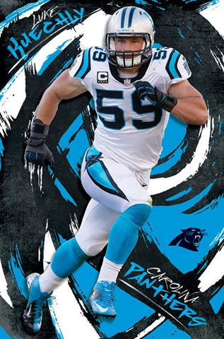 Luke Kuechly WHIRLWIND Carolina Panthers NFL Football Action 22x34 Wall POSTER Cover