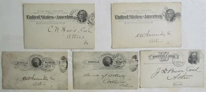 DÉCADA DE 1890 LOTE DE 5 TARJETAS POSTALES ANTIGUAS DE ESTADOS DE CUENTA DE BANCOS DE VIRGINIA OCCIDENTAL - Imagen 1 de 2