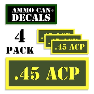 45 ACP Ammo Can 4x .45 Labels Ammunition Case 3"x1.15" stickers decals 4 pack AG - Picture 1 of 1