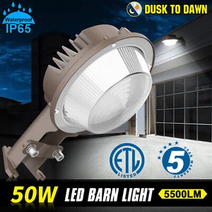 50W LED Barns Yard Light Dusk To Dawn Photocell Garage Shop Scecurity Floodlight - Picture 1 of 12