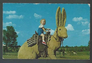 PPC* Jack Rabbit Statue Eaggerated W/Child Mint Has A Tear & Worn - Picture 1 of 1