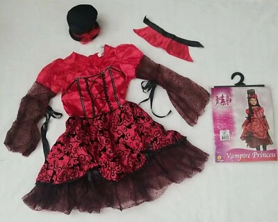 Vestido Disfraz Vampiro Araña Princesa Vampiresa Reina Niña 8-10 MEDIANO Rojo Negro Foto 1 de 4