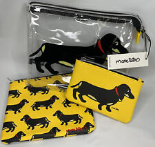 Marc Tetro Dachshund Wiener Dog Cosmetic Pouch Makeup Bag PVC 3pk NWT 