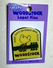  Vintage 1989 Woodstock 20th Anniversary Lapel Pin on Card- 1.25" (WSPI-01)