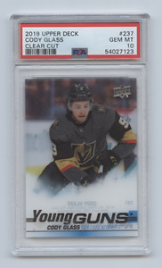 2019-20 Upper Deck Series 1 Cody Glass Young Guns Rookie Clear Cut PSA 10 POP 3